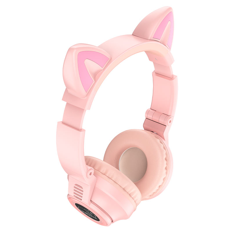 Беспроводные внешние наушники BOROFONE BO18 Cat ear BT headset, розовые