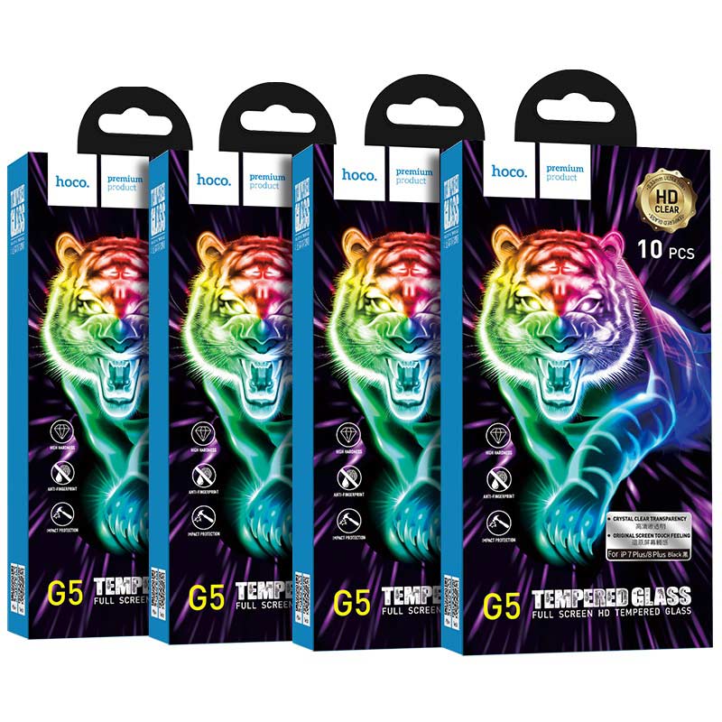 Защитное стекло iPhone 7 Plus/ 8 Plus HOCO G5 полное покрытие, черное