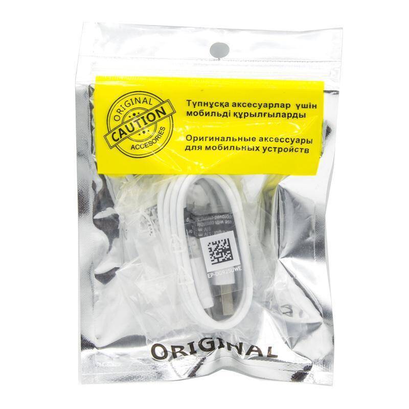 USB кабель micro USB Samsung 1,0м, в металлизированном пакете МТ, белый. (длинный штекер)