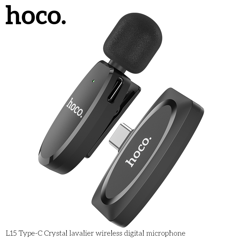 Микрофон петличный беспроводной HOCO L15 (TYPE-C), черный