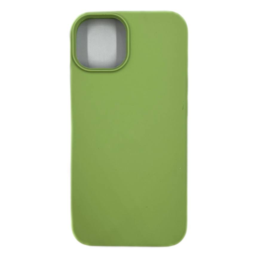 Чехол силиконовый гладкий Soft Touch iPhone 14, ярко-зеленый №1 (закрытый низ)