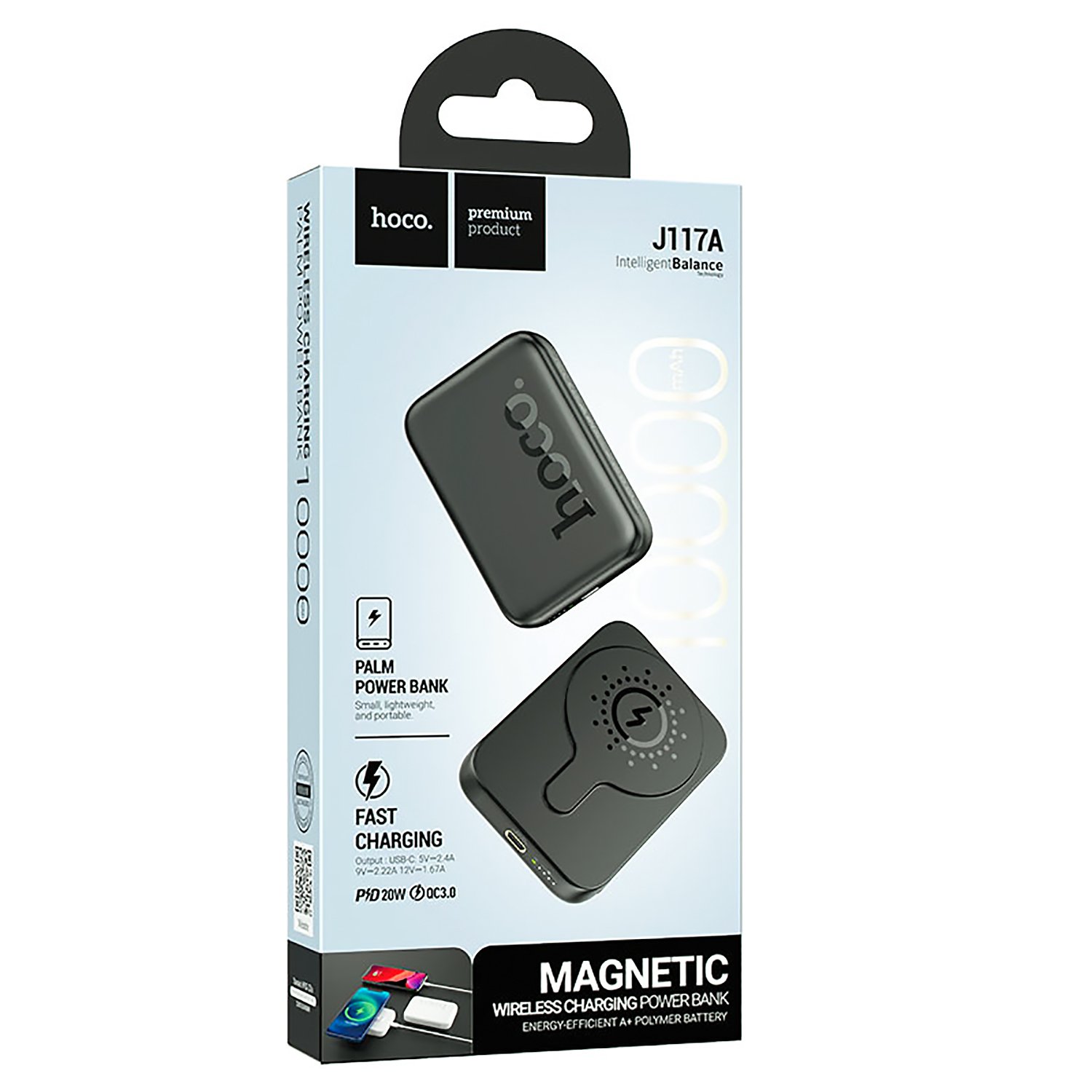 Внешний аккумулятор Power Bank  Hoco J117A Esteem 10000mAh, PD20W, Magsafe, Type-C/Type-C, черный