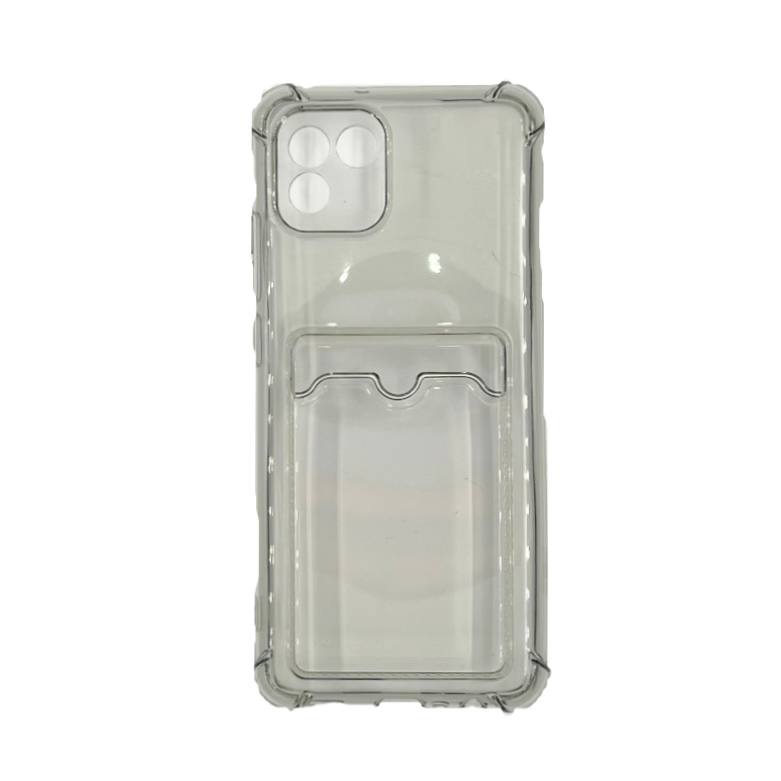 Чехол силиконовый противоударный с визитницей Samsung A03 прозрачный, черный