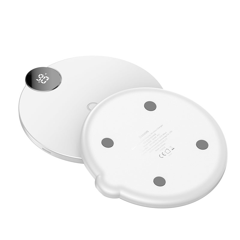 Беспроводное зарядное устройство BASEUS Wireless Charger Led Display (15W), белое