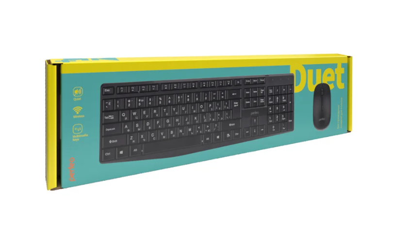 Комплект клавиатура беспроводная и мышь беспроводная Perfeo DUET, черный