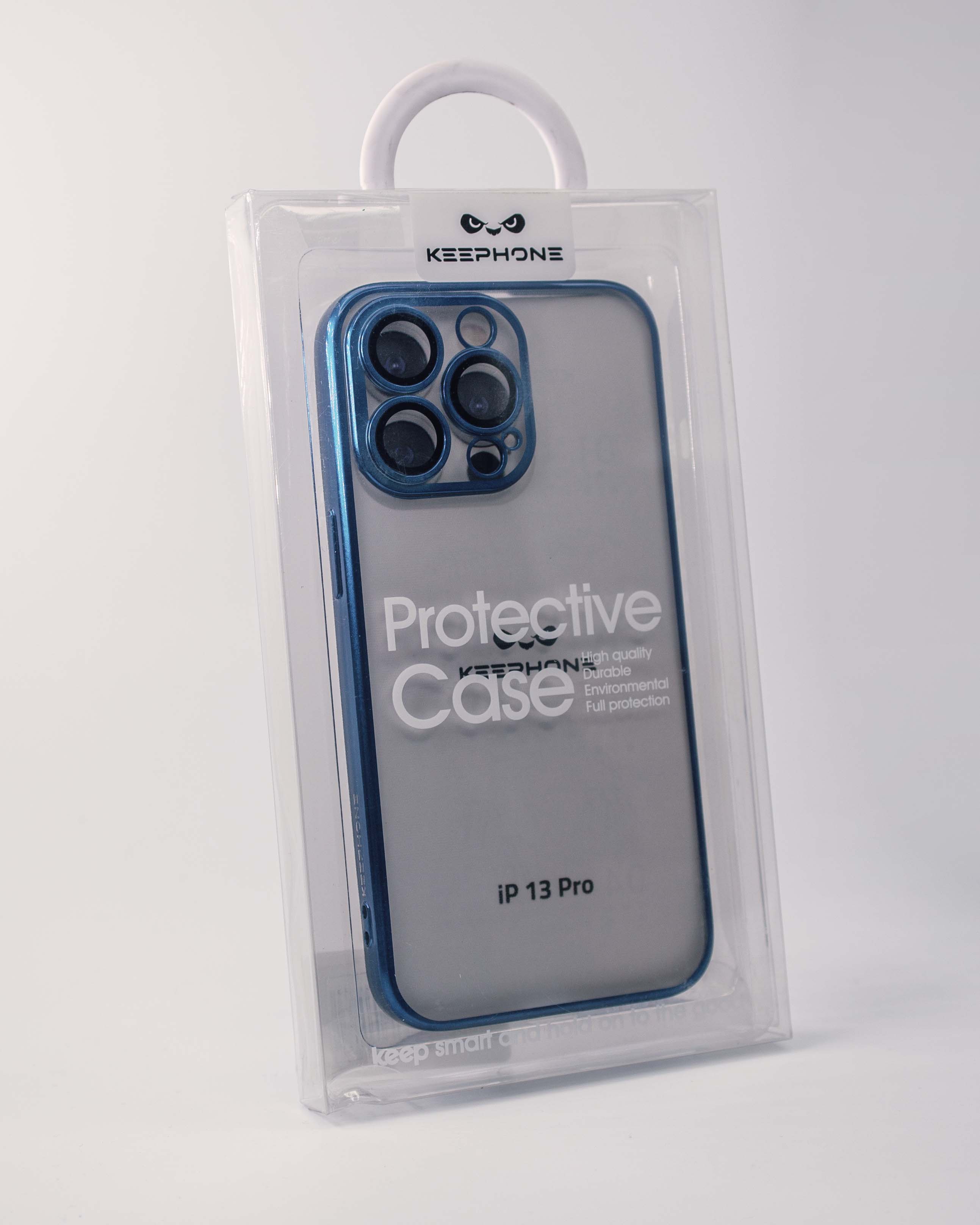 Чехол KeepHone iPhone 13 Pro с защитной линзой, синий