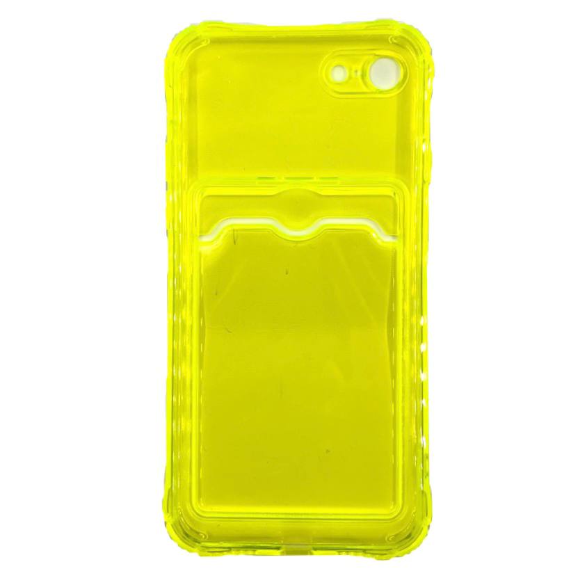 Чехол силиконовый с кармашком iPhone 7/ 8/ SE 2 прозрачный, салатовый
