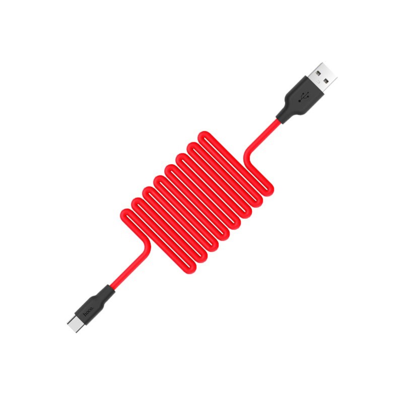 USB кабель Type-C HOCO X21 Silicone (100см), черно-красный_уд
