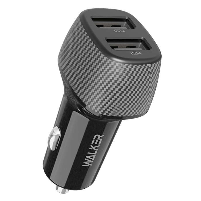 Автомобильный адаптер WALKER WCR-31, 15Вт, USBx2, черное