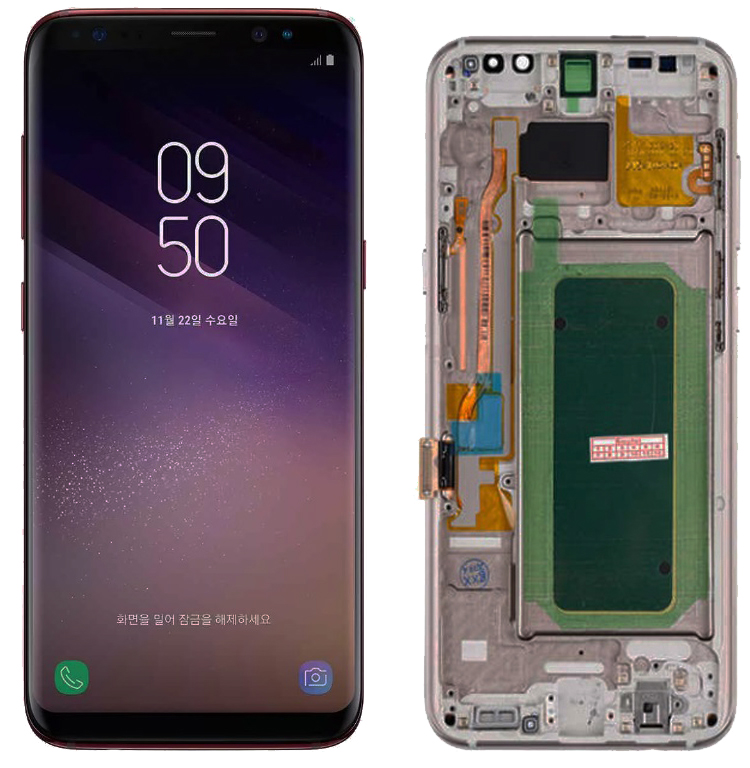 Дисплей Samsung G950FD Galaxy S8 в сборе с тачскрином и рамкой, Красный (OR100%)
