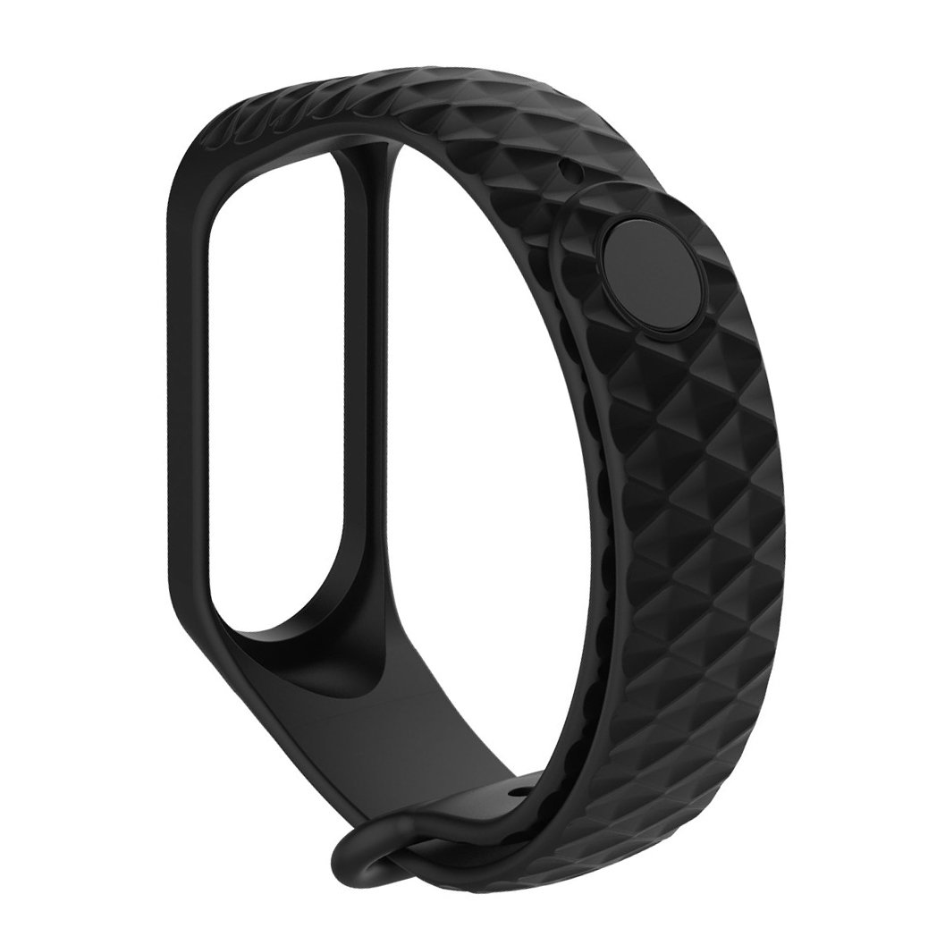 Ремешок силиконовый для Mi Band 3/ 4 рельефный, черный
