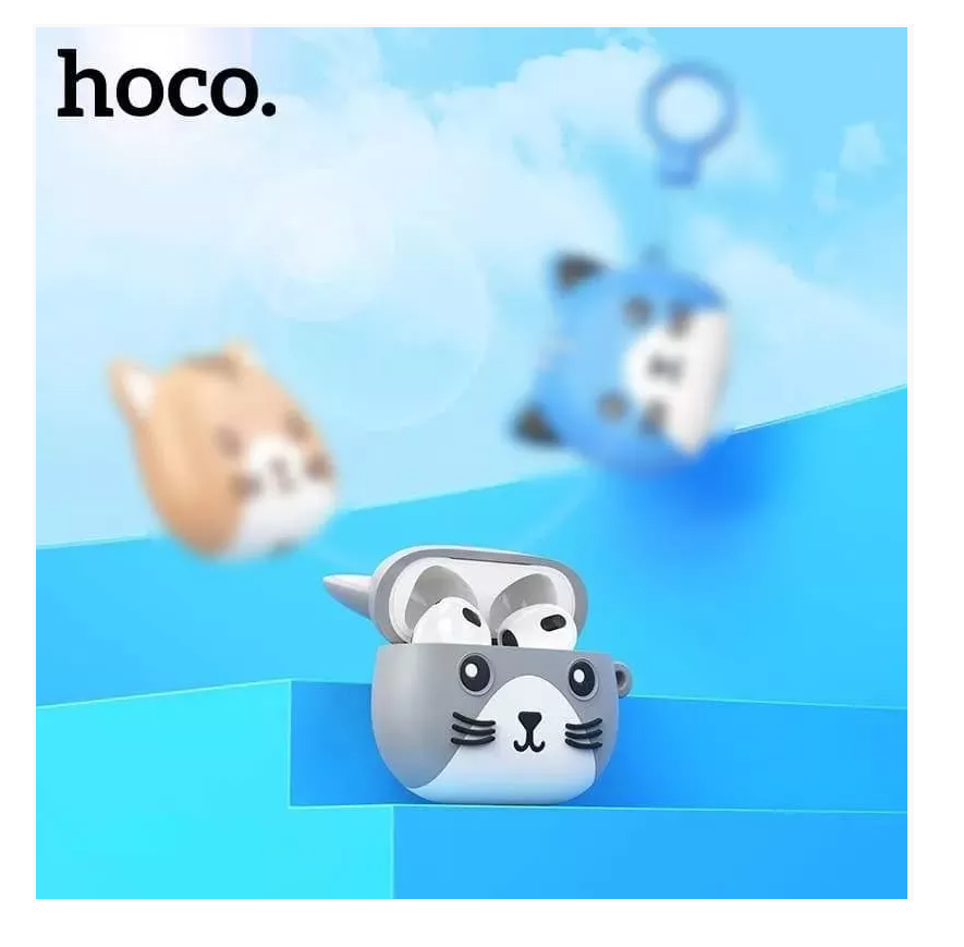 Беспроводные наушники HOCO EW46 Bluetooth True wireless stereo headset + чехол котик серый