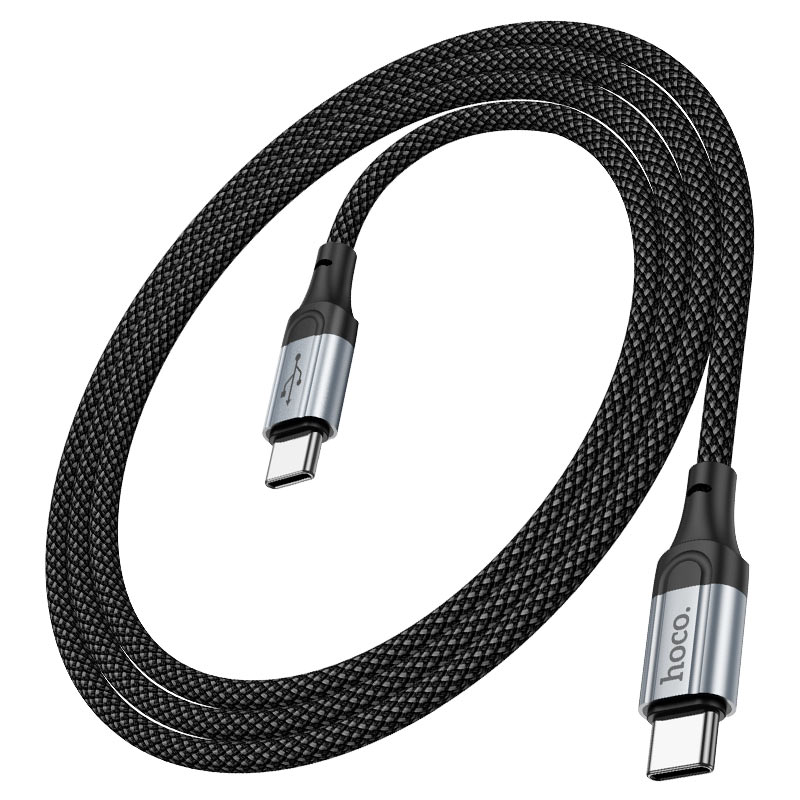 USB-C кабель HOCO X102 Type-C to Type-C (3A, PD 60W, 100см), нейлон, черный