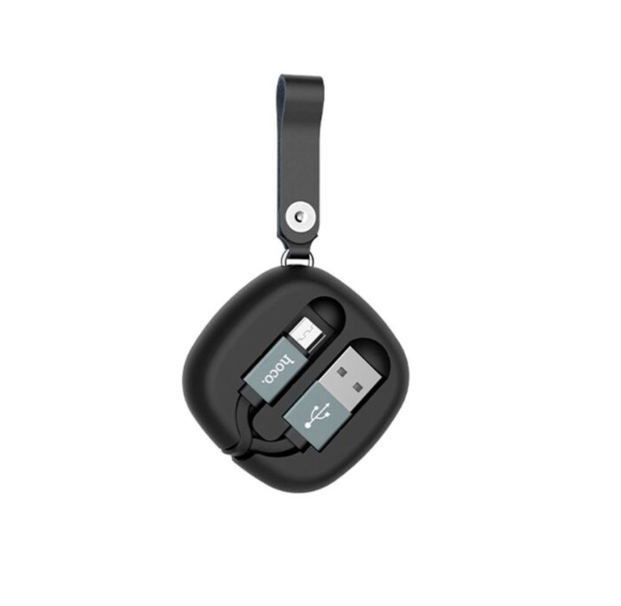 USB кабель micro USB HOCO U33 Retractable (120см. 2.4A), черный
