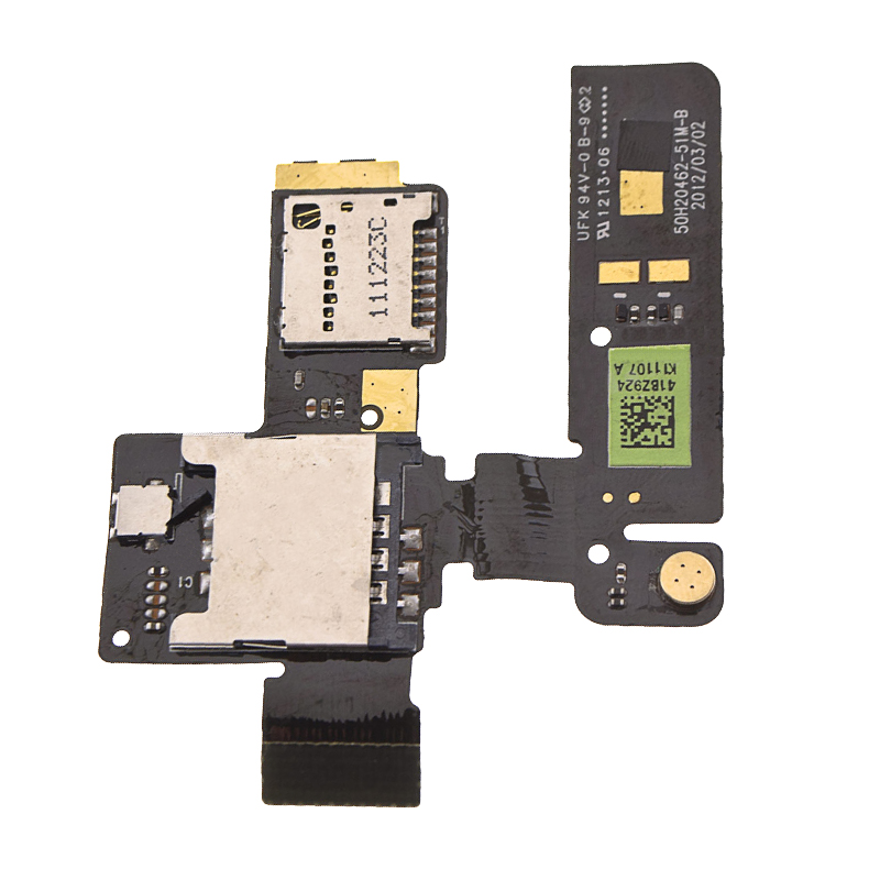 Шлейф HTC One V с разъемом сим карты, карты памяти и микрофоном