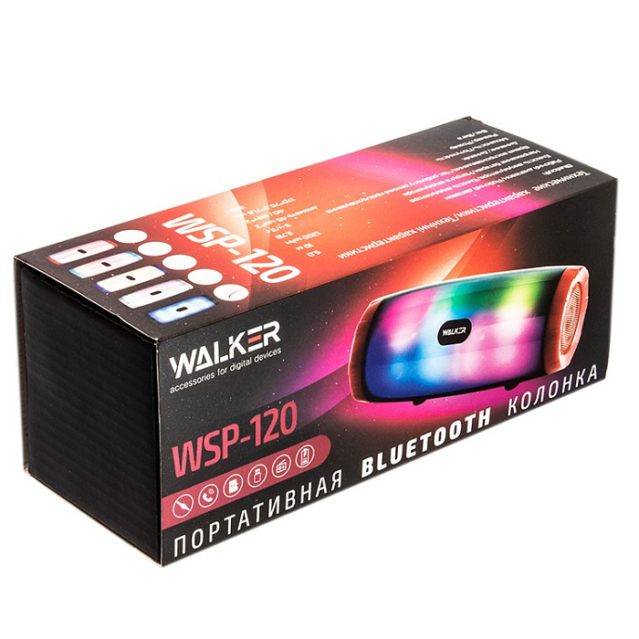 Колонка портативная WALKER WSP-120 Bluetooth, черная