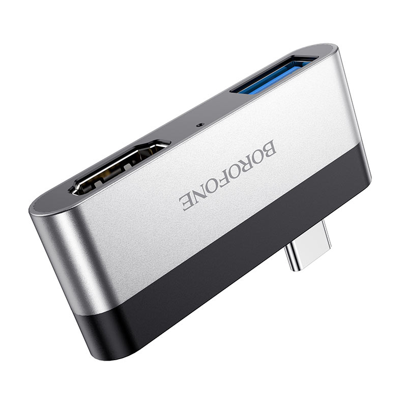Разветвитель USB HUB Type-C (M) --> HDMI + USB3.0 BOROFONE DH2