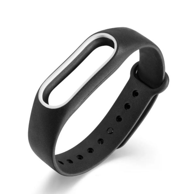 Ремешок силиконовый для Mi Band 5/ 6, черно-белый