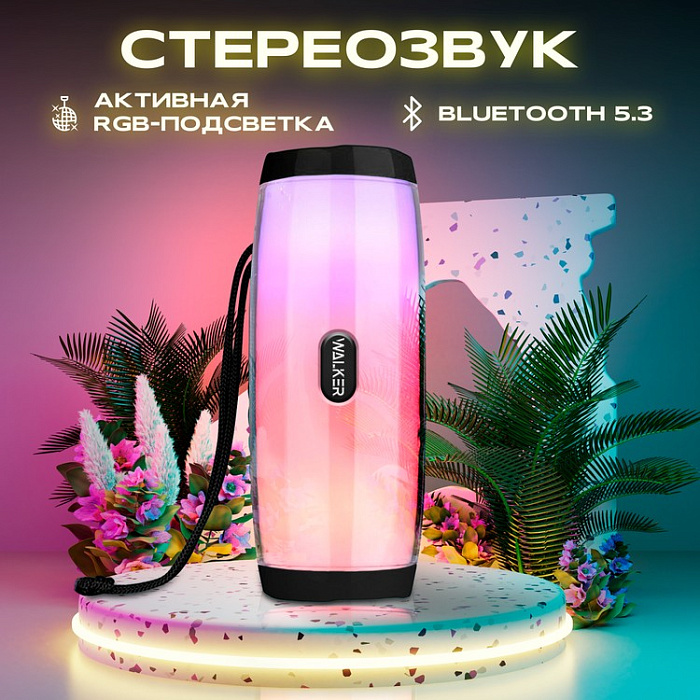 Колонка портативная WALKER WSP-120 Bluetooth, черная