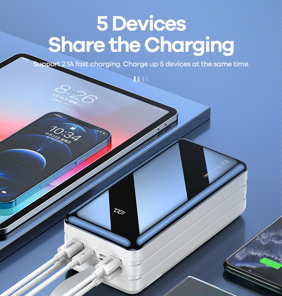 Внешний аккумулятор Power Bank 60000 mAh Remax RPP-173 22.5W, черный