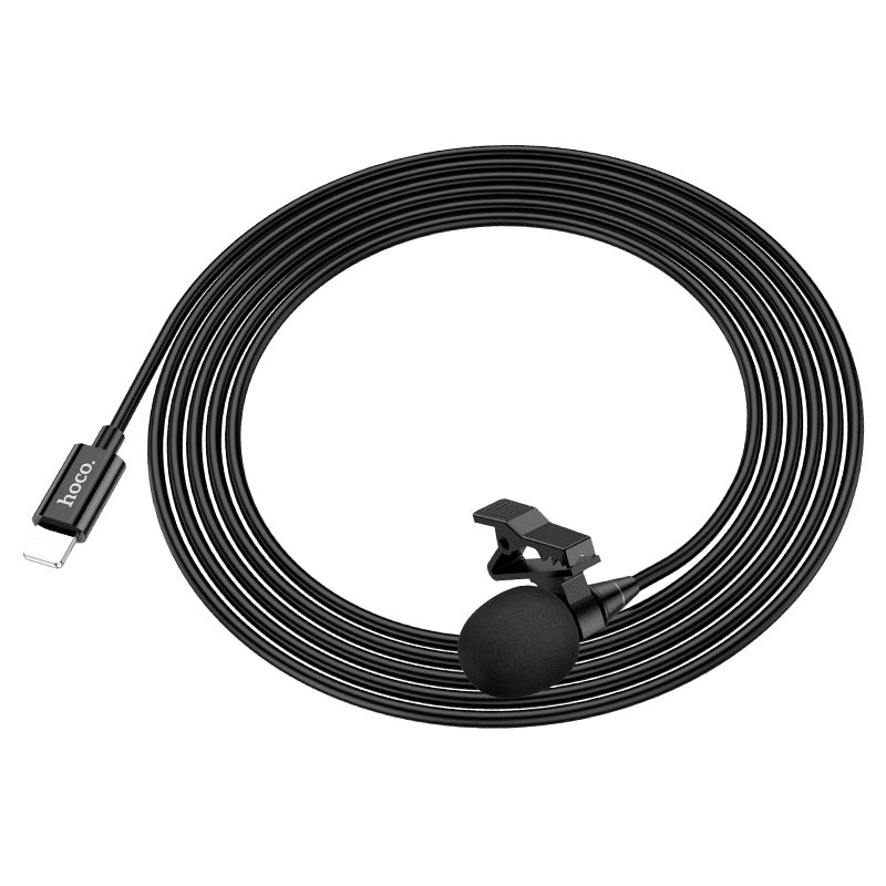 Микрофон петличный HOCO L14 (Lightning) 2м, черный