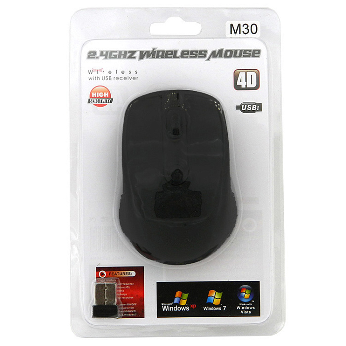 Мышь компьютерная беспроводная M30, черная