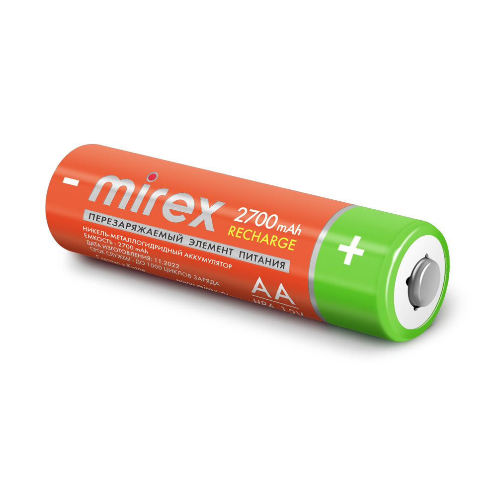 Аккумулятор Ni-MH Mirex HR6 / AA 2700mAh 1,2V 2 шт (2/20/100) (цена за упаковку 2шт)