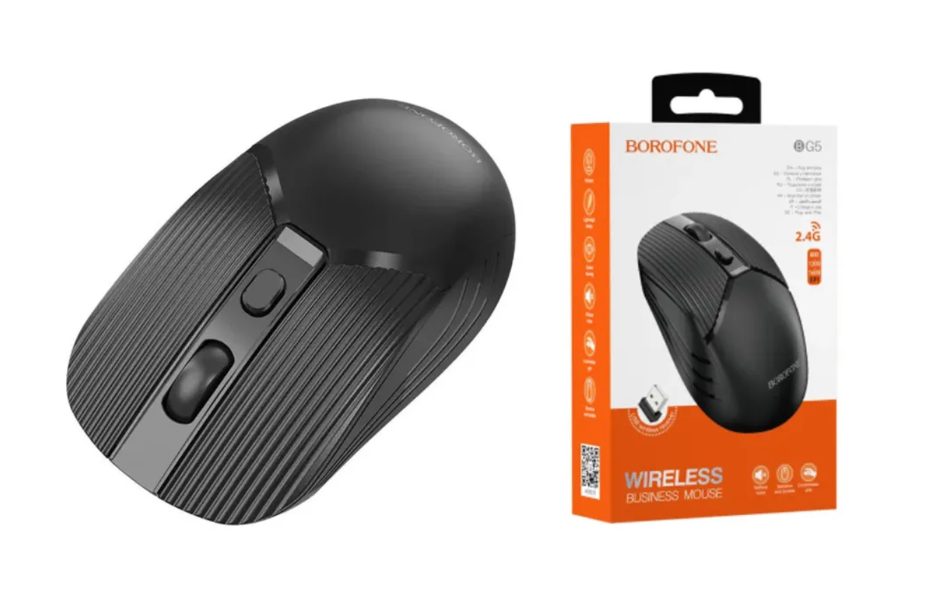 Мышь компьютерная беспроводная BOROFONE BG5 2.4G business wireless mouse, черная