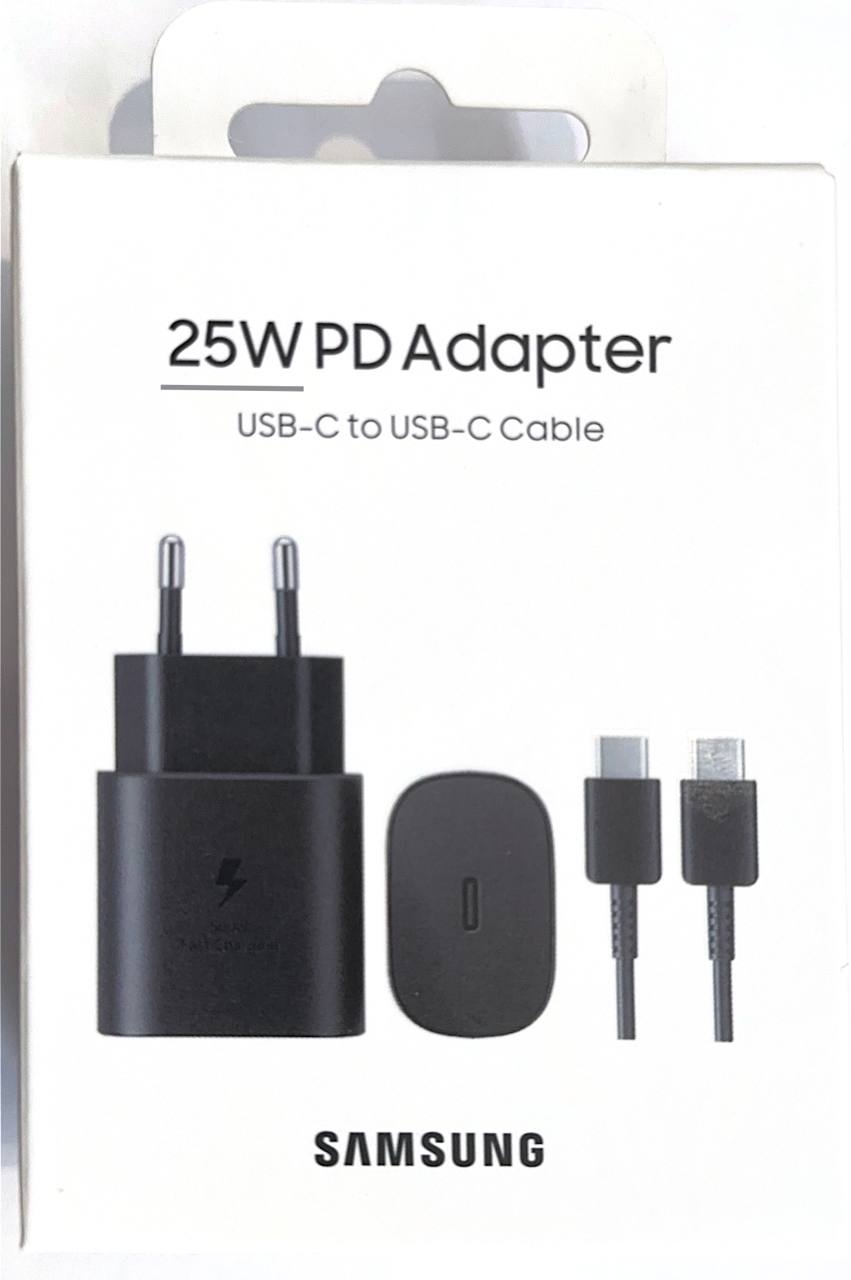 Сетевой адаптер для Samsung 25W USB-C,to USB-C Cable Orig, черный (упаковка)