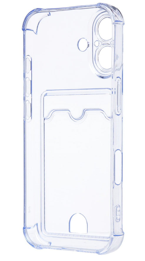 Чехол силиконовый с визитницей для iPhone 17, светло-голубой