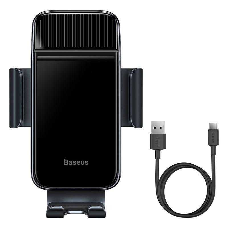 Держатель автомобильный BASEUS Smart Solar Power Wireless (на солнечных батареях), черный