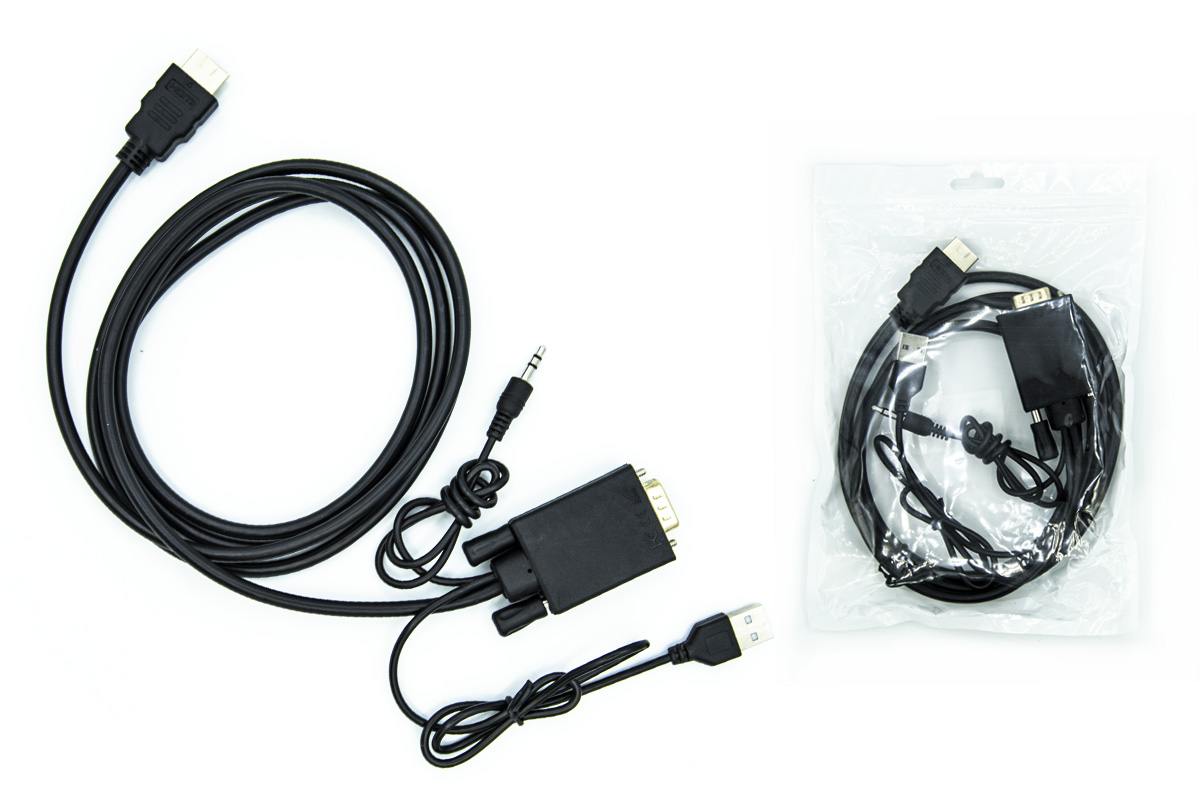 Конвертер переходник HDMI (папа) - VGA (папа) + jack 3.5 + USB кабель 1,8 м