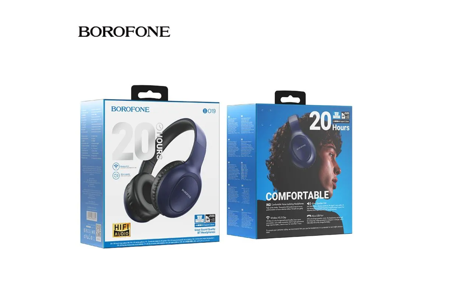 Беспроводные внешние наушники BOROFONE BO19 Musique BT headphoness, синий