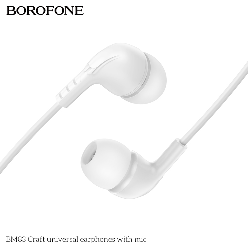 Наушники проводные BOROFONE BM83 Craft universal earphones 3.5mm, белые