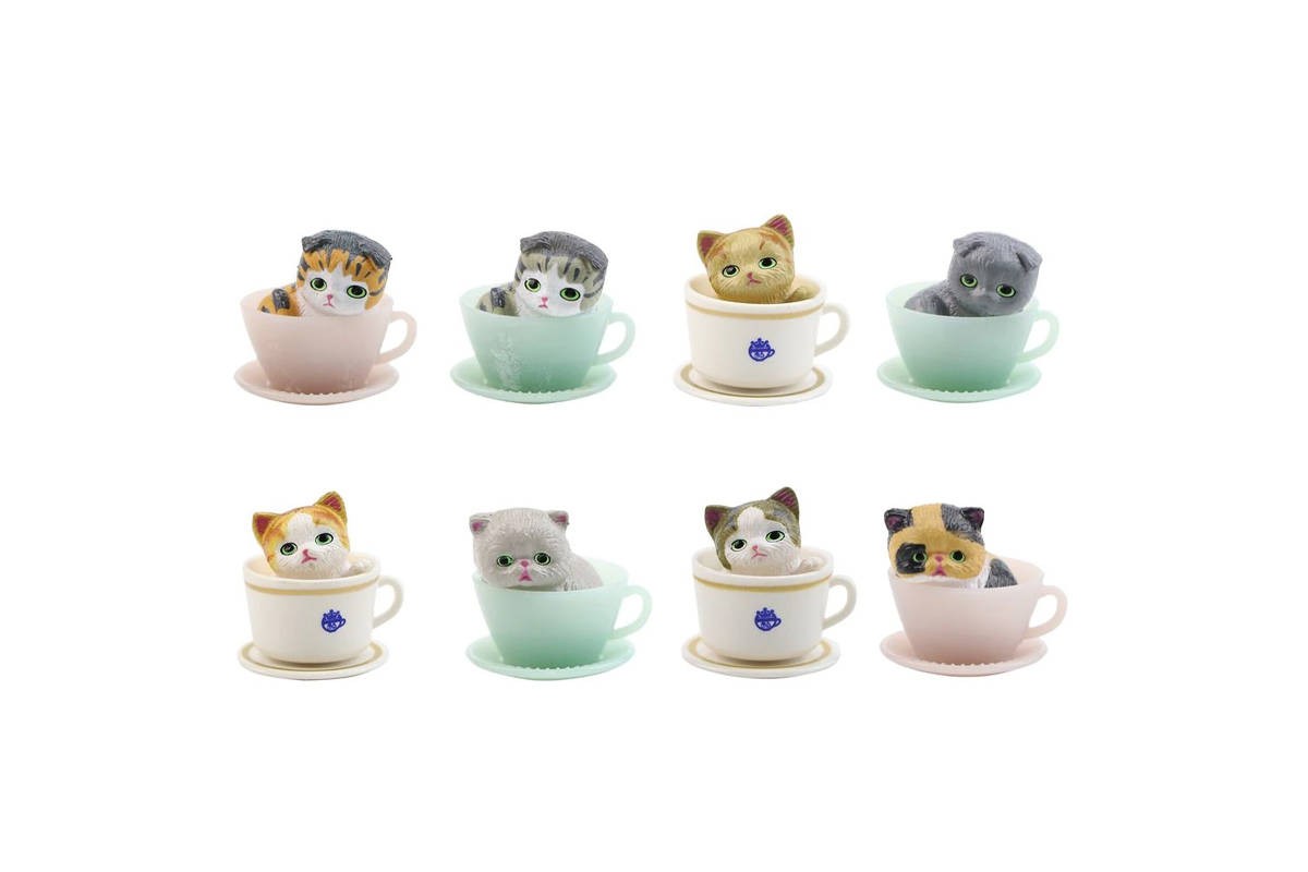 Набор аниме фигурок из 8-и штук "Котята в чашках" (3 см.)