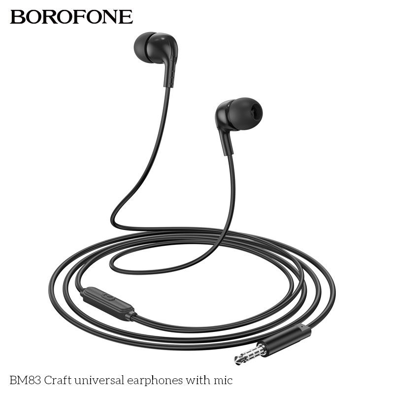 Наушники проводные BOROFONE BM83 Craft universal earphones 3.5mm, черные