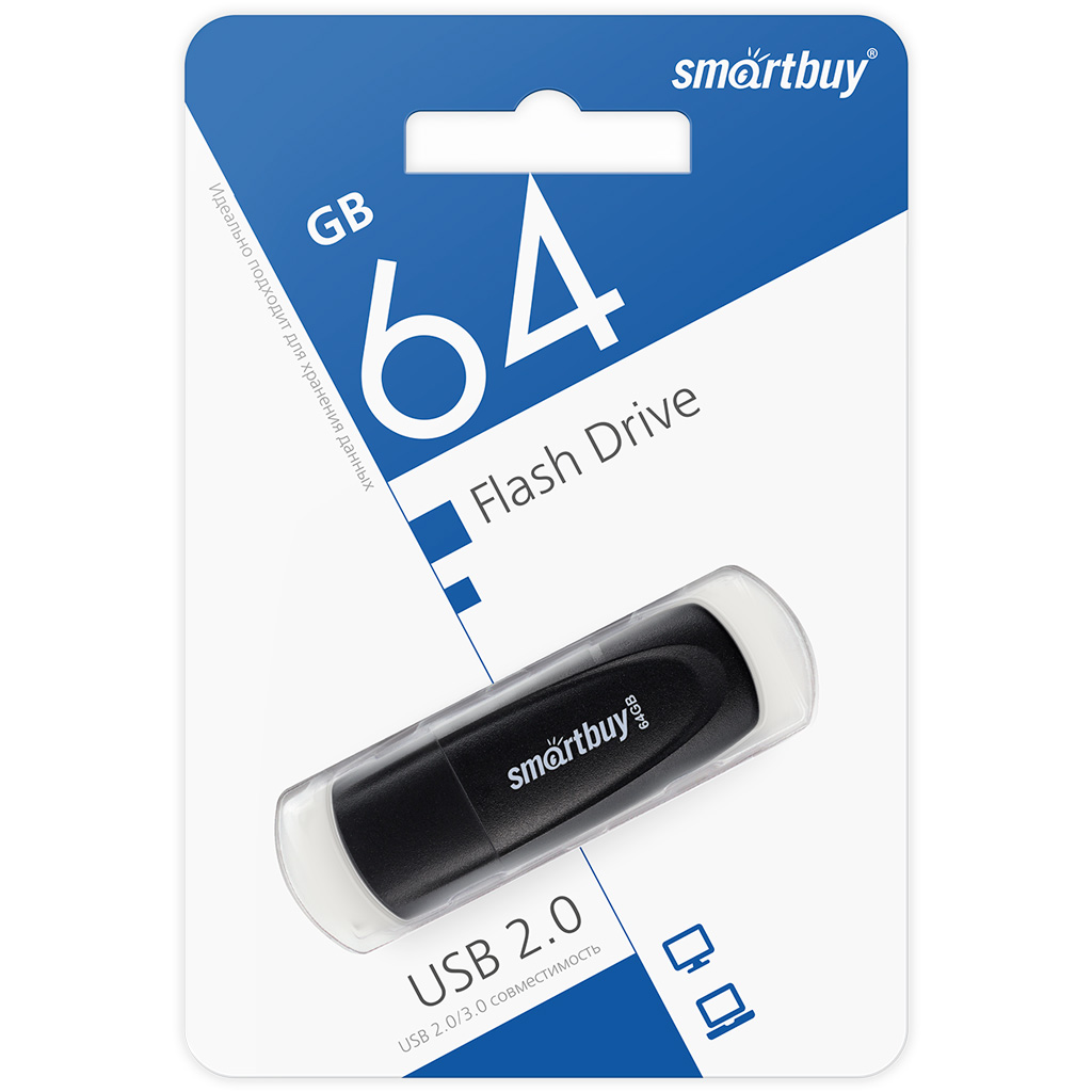USB флеш-накопитель Smartbuy 64 GB USB 2.0 Scout, черный