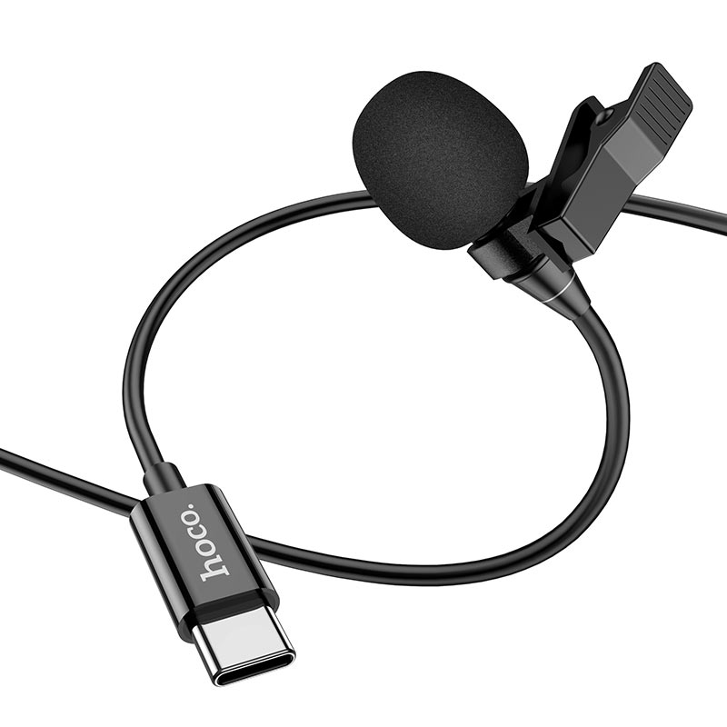 Микрофон петличный HOCO L14 (Type-C) 2м, черный
