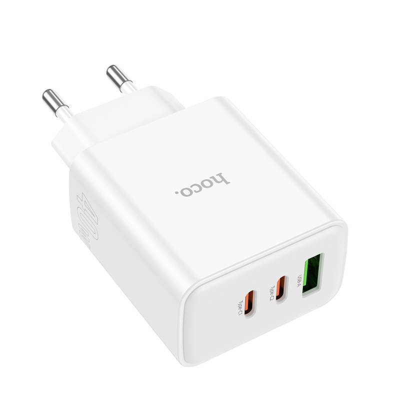 Сетевой адаптер HOCO C126A Pure USB + 2 USB-C, PD40W+ QC3.0, белый