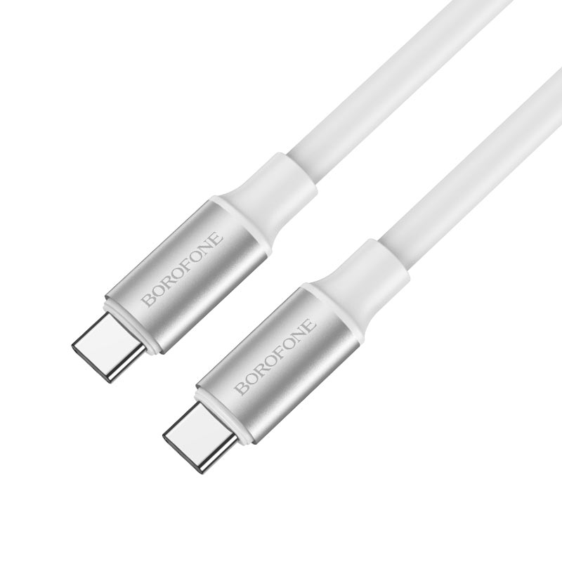 USB-C кабель BOROFONE BX82 Silicone Type-С to Type-С PD60W (100см), белый