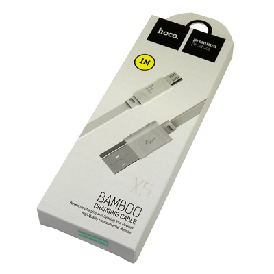 USB кабель micro USB HOCO X5 Bamboo (100см. 2.0A), белый