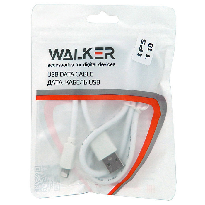 USB кабель Lightning "WALKER" C110, 2А, (100см), в пакете, белый