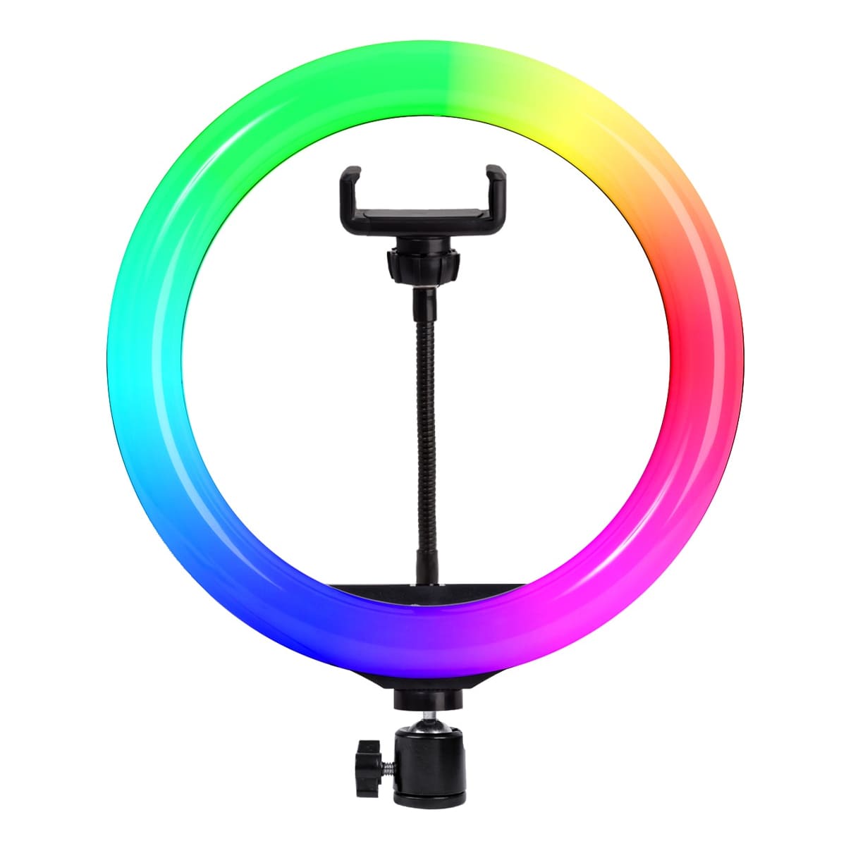 Кольцевая лампа (20см) c дepжaтeлям для cмapтфoнa RGB многоцветная (без штатива) MJ20