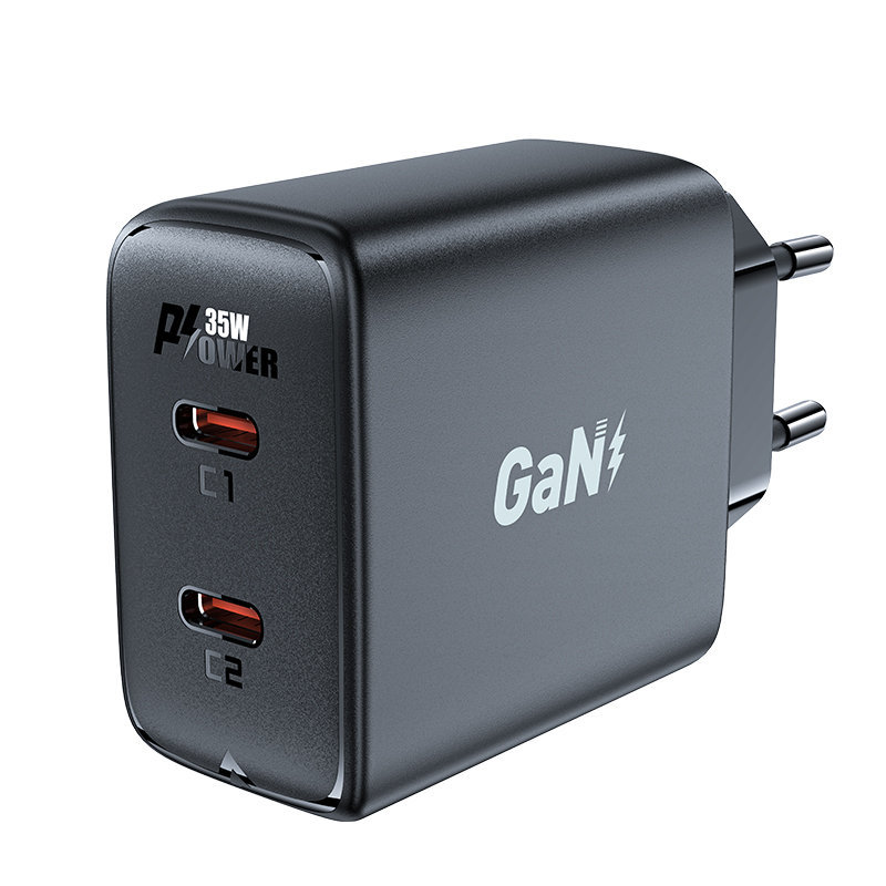 Сетевой адаптер ACEFAST A49 PD35W GAN USB-C + USB-C charger,защита по току и от перегрева, черный