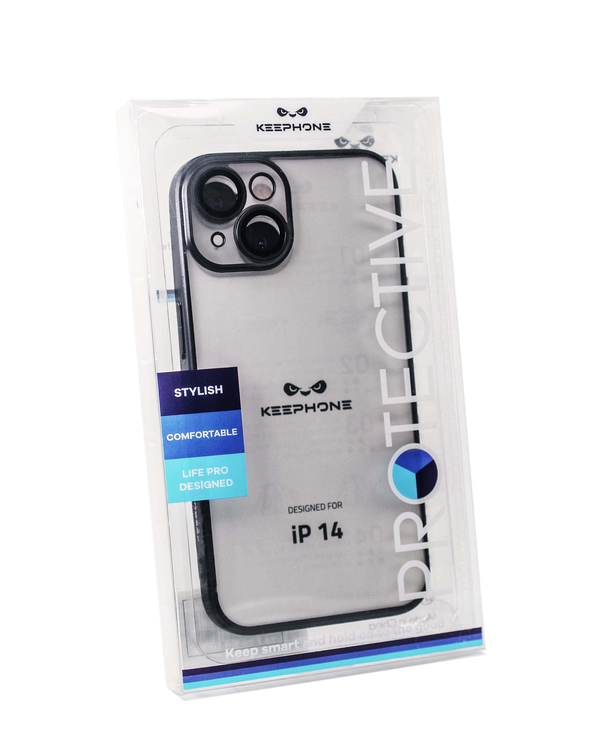 Чехол KeepHone iPhone 14 с защитной линзой, черный