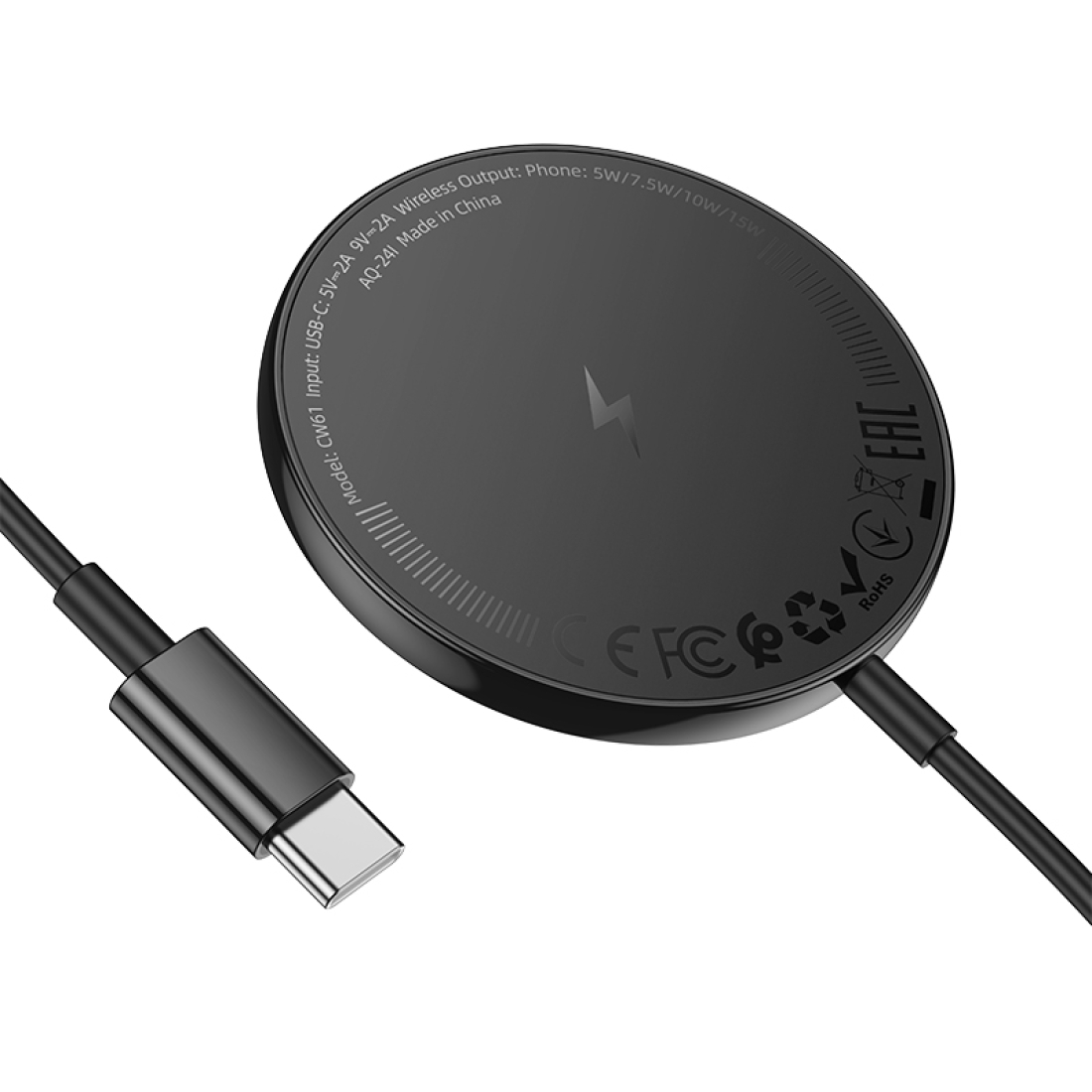 Беспроводное зарядное устройство HOCO CW61 15W Magsafe, черный