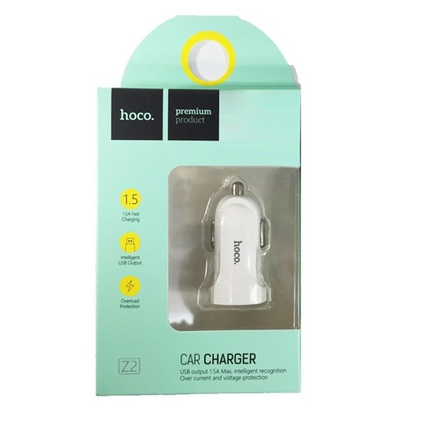 Автомобильный адаптер HOCO Z2 (1 USB 1500mAh) без кабеля, белый