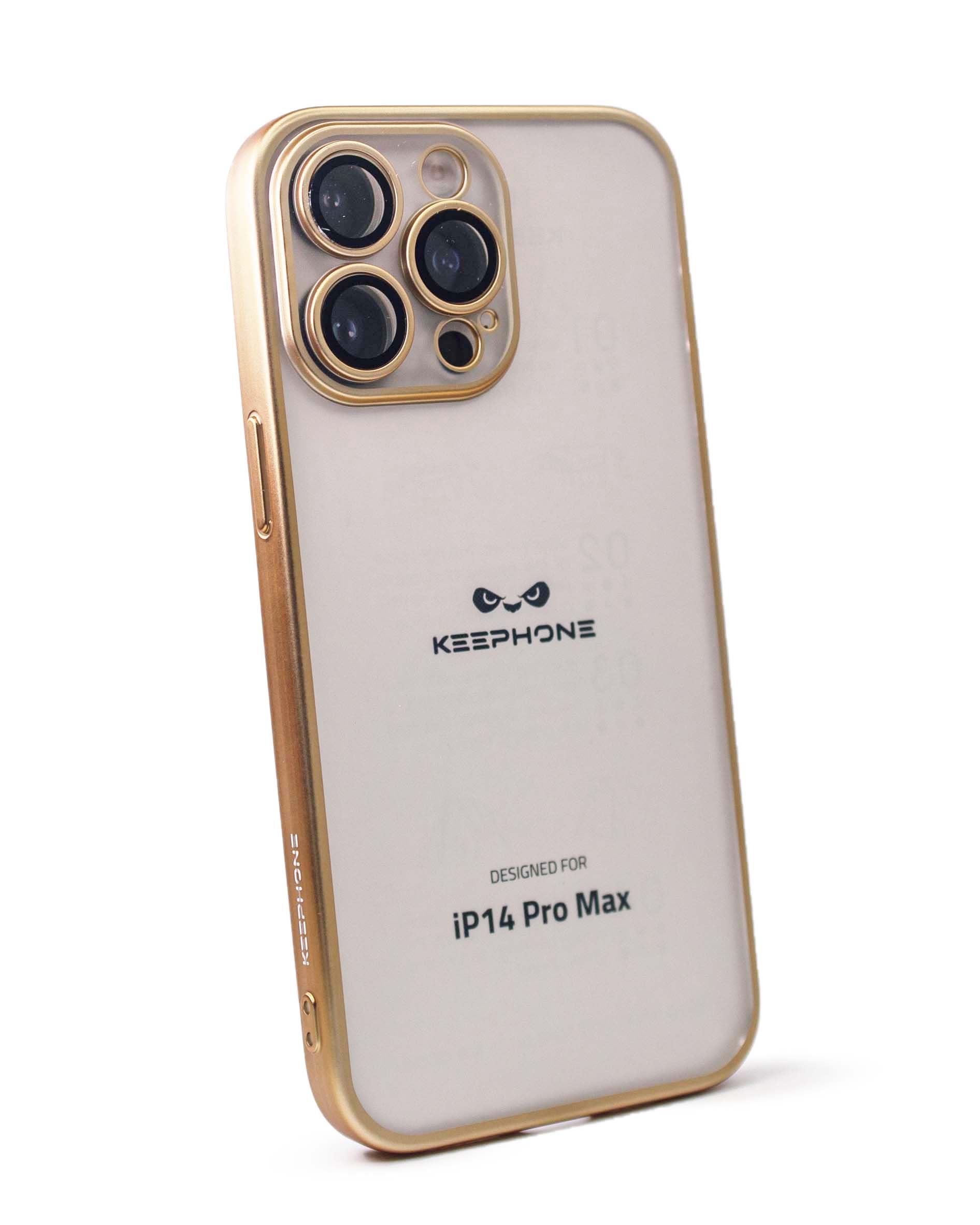 Чехол KeepHone iPhone 14 Pro Max с защитной линзой, золото