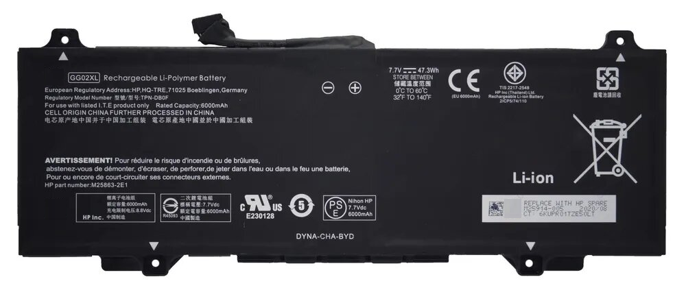 АКБ GG02XL для ноутбука HP Chromebook X360 11 G4 7.7V 47.3Wh (Org)