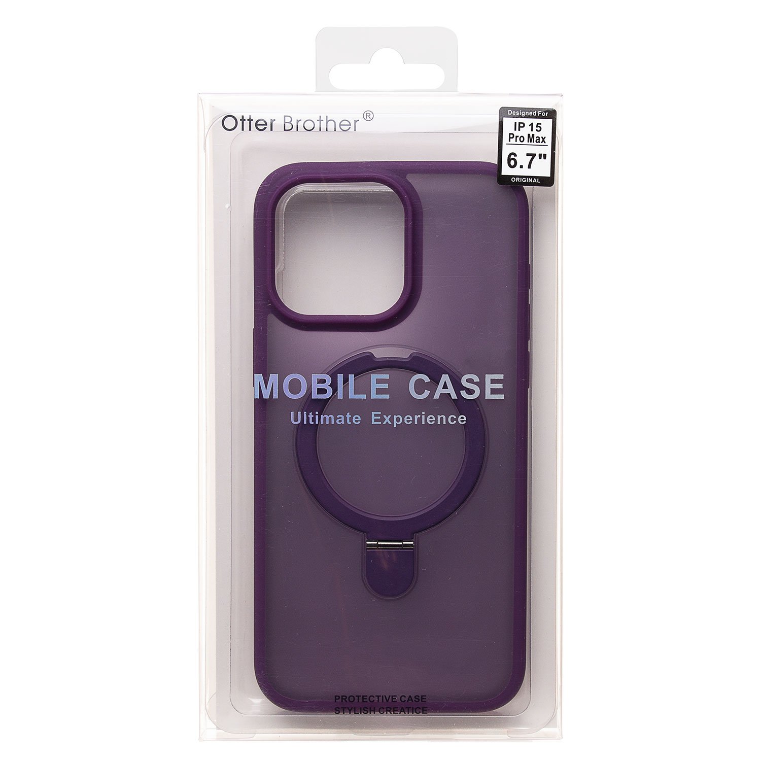 Чехол силиконовый MagSafe iPhone 15 Pro Max, с кольцом подставкой, фиолетовый